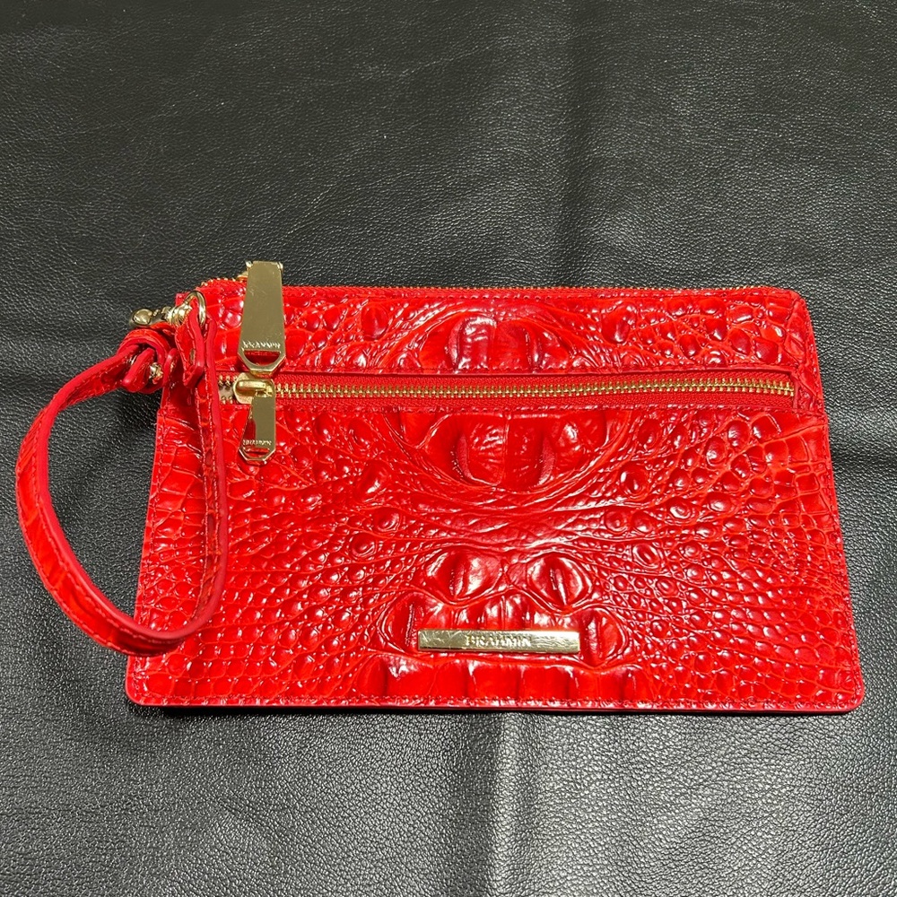 Brahmin Red Crocodile Embossed Wristlet
